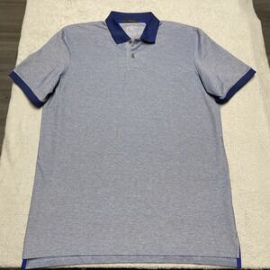 Greyson‎ Golf Polo Mens Large Blue Cotton Blend Preppy Casual Stretch Wolf